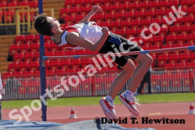 Scott Armstrong (Gateshead Harriers) winning the under-15s high jump.